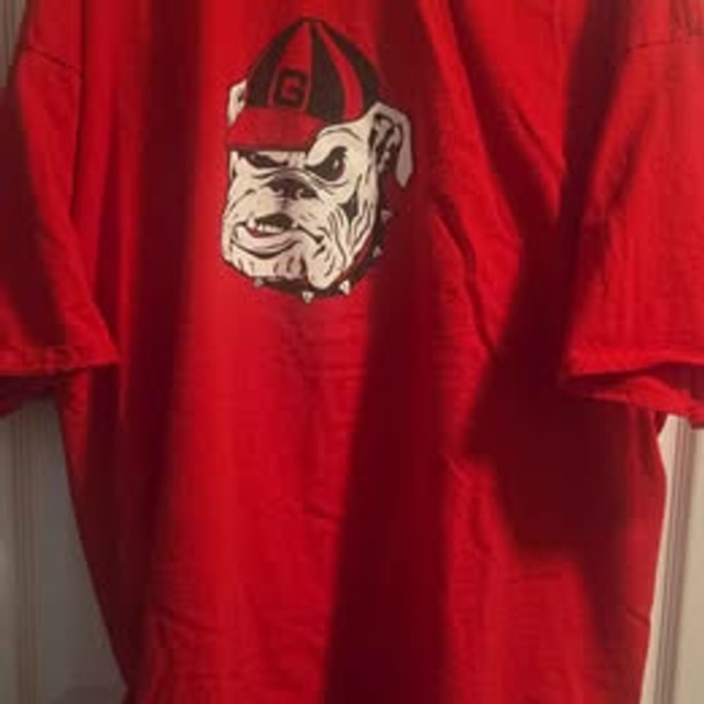 Russell Georgia Bulldogs Graphic T-Shirt Red Cotton 3XL - Used